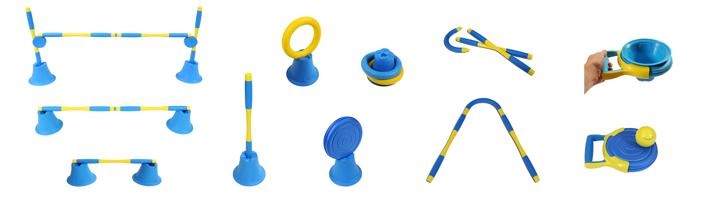 Matériels adapté : plots, bâtons, anneaux, poignets et balles