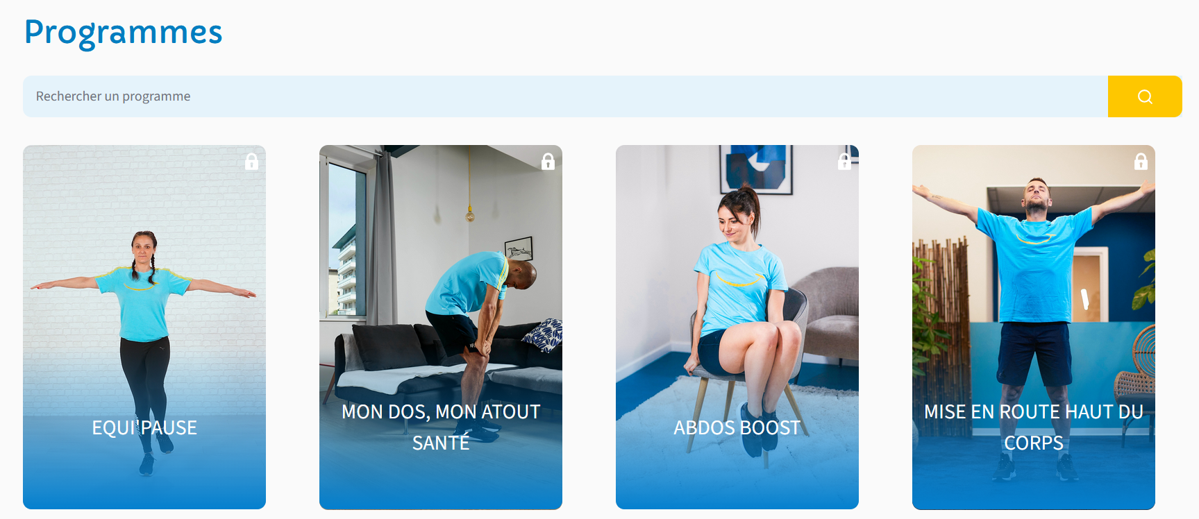 Différents programmes proposant des parties ciblées du corps